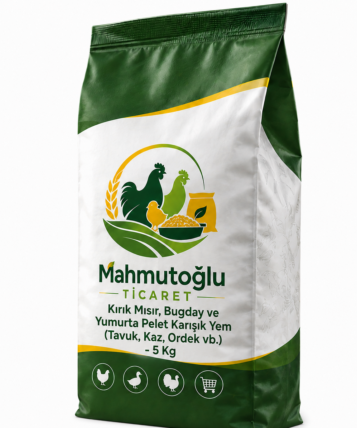 Kırık Mısır, Bugday ve Yumurta Pelet Karışık Yem (Tavuk, Kaz, Ordek vb.) - 5 Kg